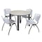 Kee Kee Round Table & Chair Set, Wood, Metal, Plastic Top, Maple TB48RNDPLBPBK47GY - alternate 1